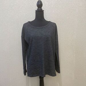 James Perse Basic Wool Cotton Blend High Low Hem Sweatshirt